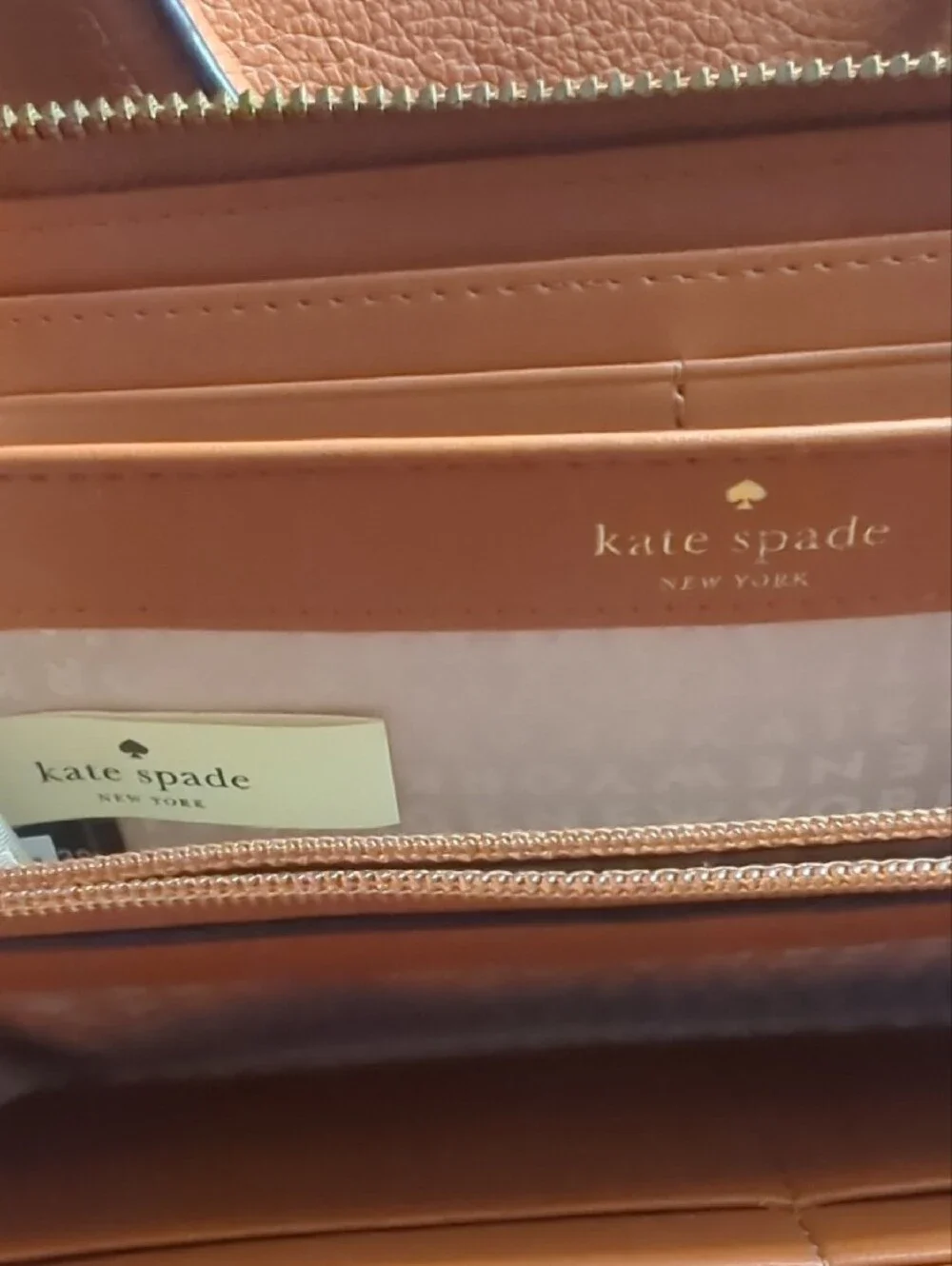 kate spade Tan Pebbled Leather Purse with Matching Zip Wallet